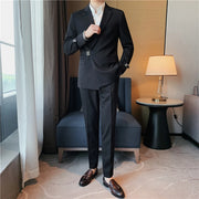 Fashion British Men Suit High Quality New Double Breasted  2 Piece Set for Groom Wedding Business Casual Formal Jacket and Pants