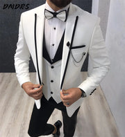 Handsome Men Suits Slim Fit Formal 3 Piece Wedding Tuxedo for Groom Business Male Classic Formal Jacket Pants Vest