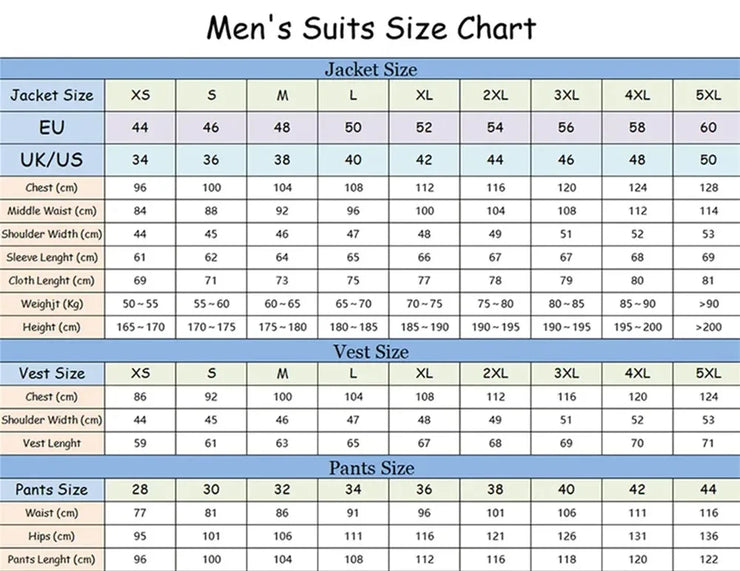 Handsome Men Suits Slim Fit Formal 3 Piece Wedding Tuxedo for Groom Business Male Classic Formal Jacket Pants Vest