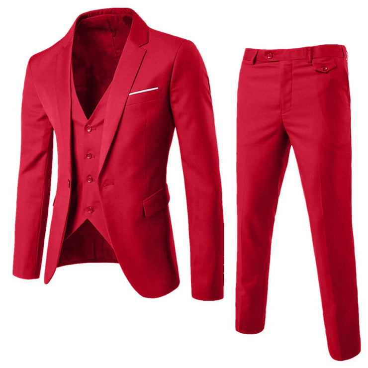 Fashion Men Classic 3 Piece Set Suit Wedding Grooming Slim Fit Men Suit Sets Large Size Men Blazer+ Pants + Vest