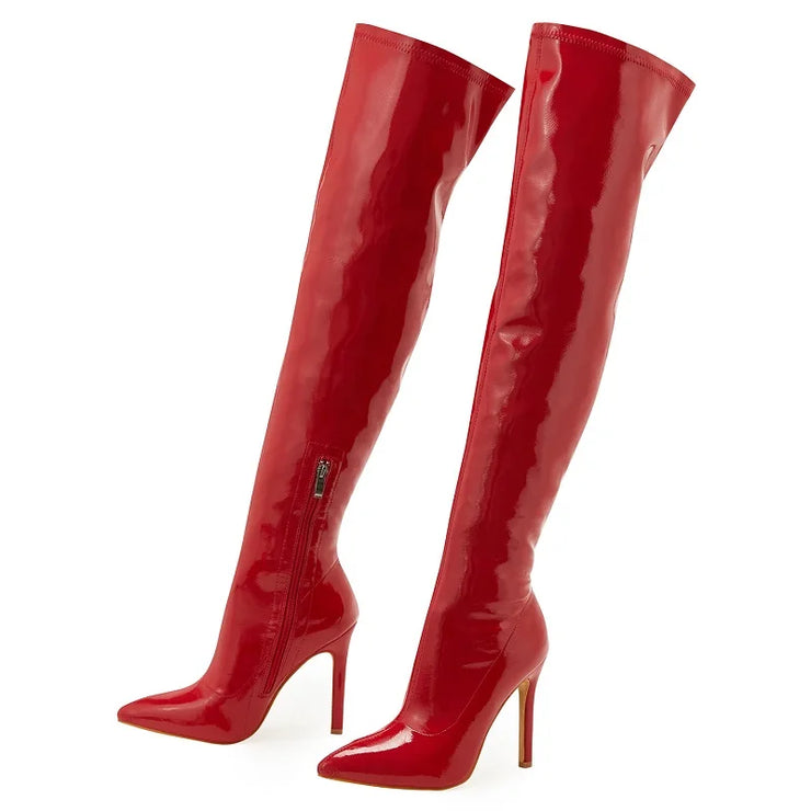 Eilyken Sexy Stiletto High Heels Women Over-the-Knee Boots Pointed Toe Strippers Ladies Shoes Pole Dancing Long Botas De Mujer