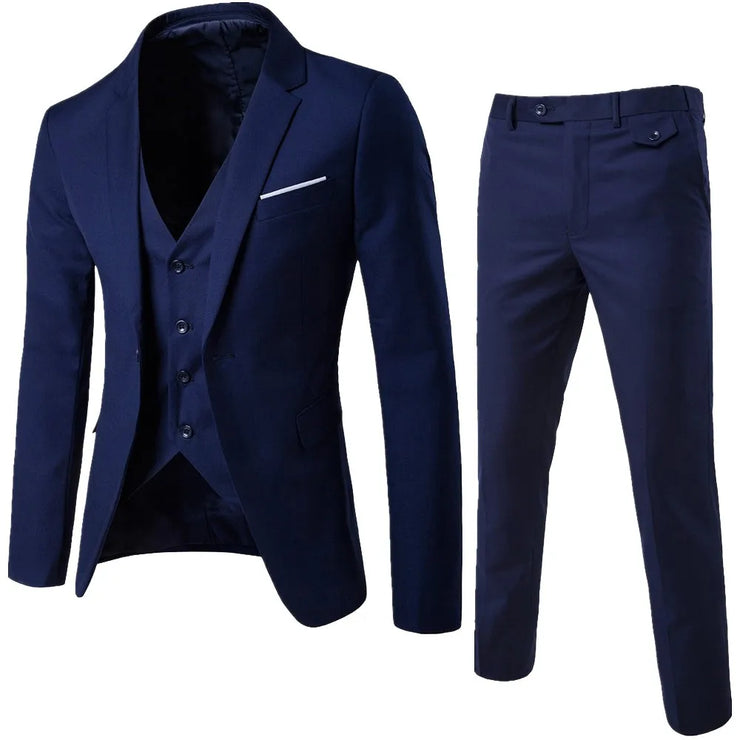 Fashion Men Classic 3 Piece Set Suit Wedding Grooming Slim Fit Men Suit Sets Large Size Men Blazer+ Pants + Vest