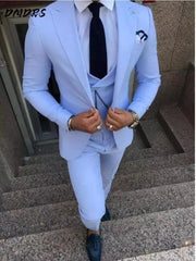 Handsome Men Suits Slim Fit Formal 3 Piece Wedding Tuxedo for Groom Business Male Classic Formal Jacket Pants Vest