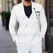 Classic khaki Suit Sets For Men Wedding Party Groomsman Luxury Costumes Formal Banquet Bussiness Outfits Fashion Blazer Pants