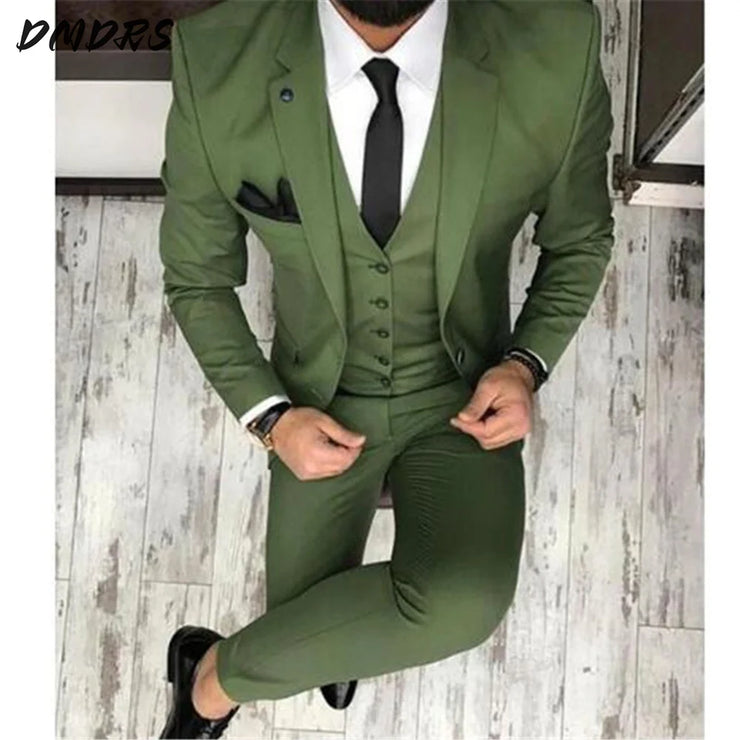 Handsome Men Suits Slim Fit Formal 3 Piece Wedding Tuxedo for Groom Business Male Classic Formal Jacket Pants Vest