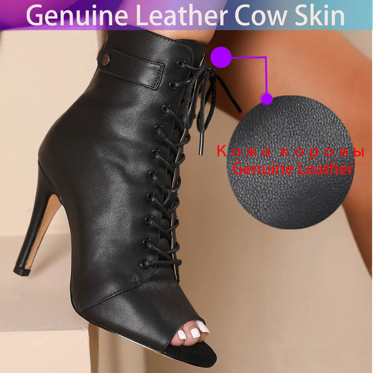 Genuine Leather 2023 New Sexy Women Thin HIgh Heels Trend  Stilettos Jazz Dance Lady Shoes Indoor Customizable Street Big Size