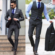 3 Piece Formal Classic Plaid Suits for Men Slim Fit Groom Wedding Tuxedo Prom Business Casual Male Suit Jacket Vest with Pants