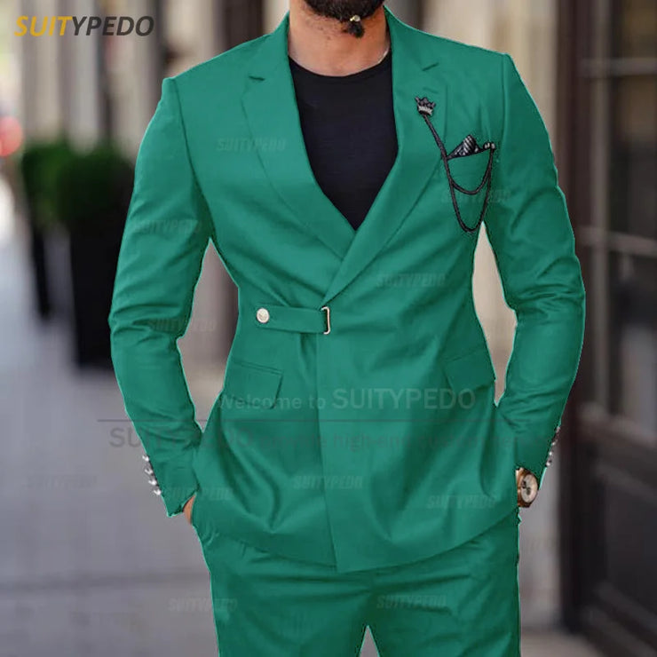 Classic khaki Suit Sets For Men Wedding Party Groomsman Luxury Costumes Formal Banquet Bussiness Outfits Fashion Blazer Pants