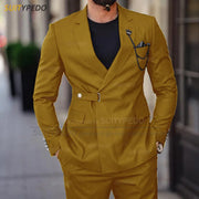 Classic khaki Suit Sets For Men Wedding Party Groomsman Luxury Costumes Formal Banquet Bussiness Outfits Fashion Blazer Pants